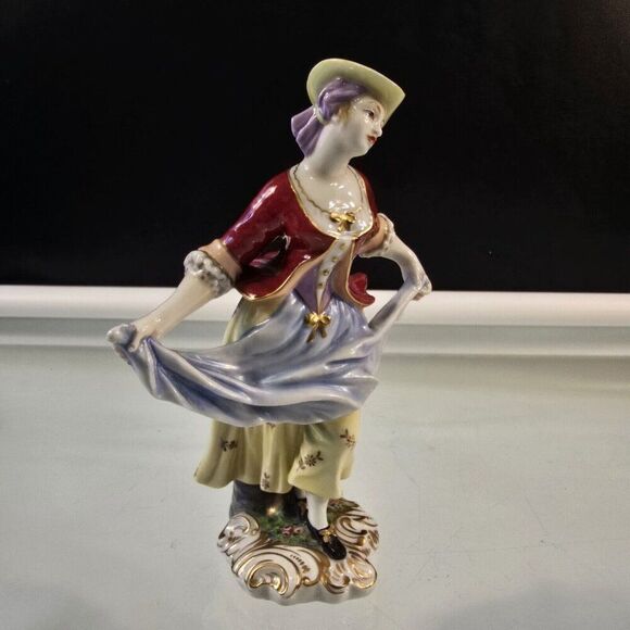 Rare Vintage Capodimonte Italian Porcelain Dancing Lady Figurine Statuette 7" - Picture 7 of 10